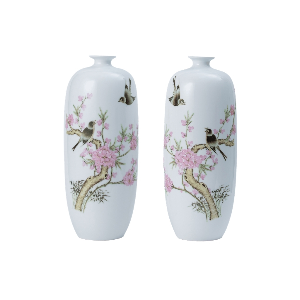 Songbirds in Spring Pair Vase
