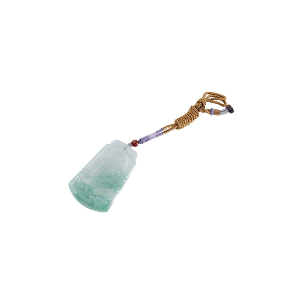Icy Green Longevity Star Jade Pendant