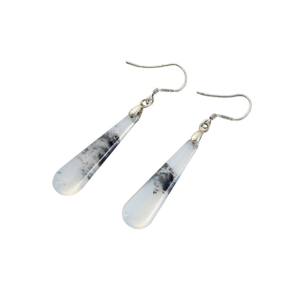 Ink Teardrop Jade Earrings