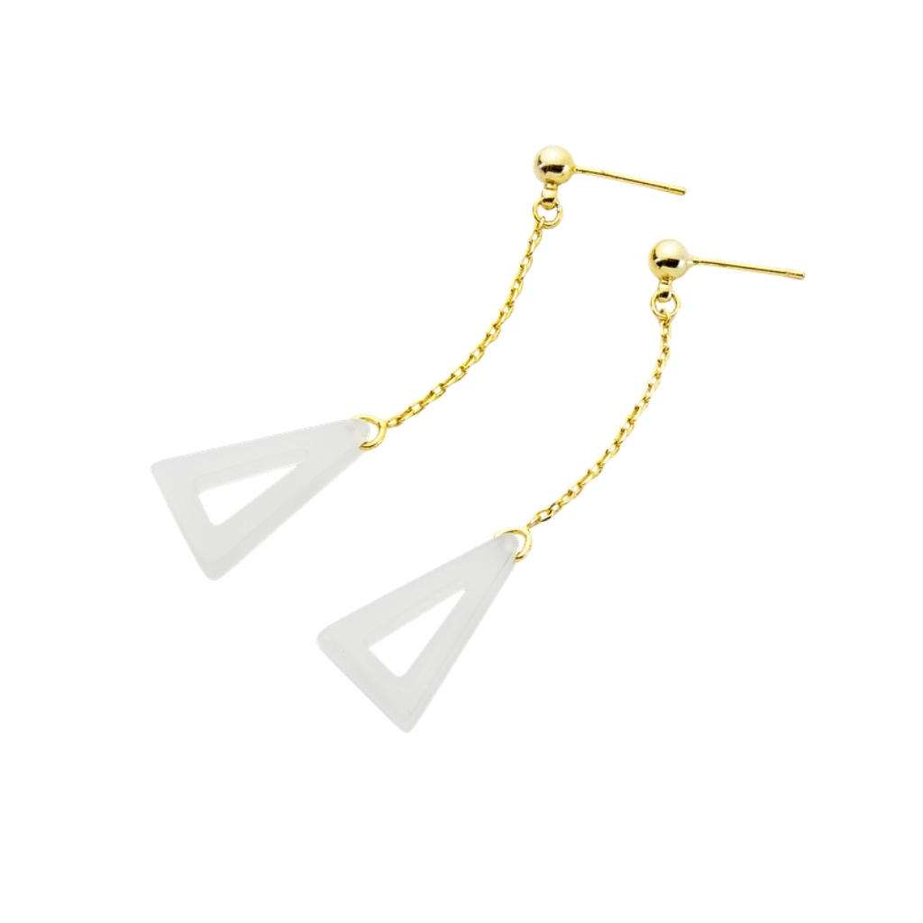 Pure Triangle Jade Earrings